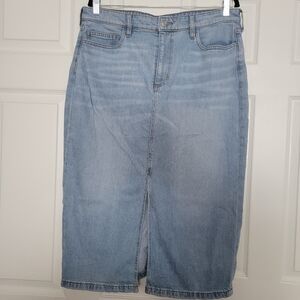 Lands' End Mellow Indigo Soft Denim Midi Column Skirt